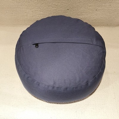 Coussin de méditation zafu en coton bio garni de cosses de sarrasin – artisanat indien bleu clair