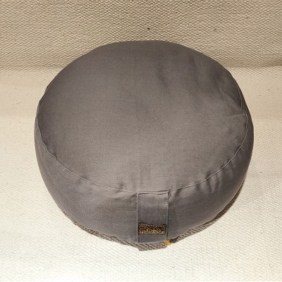 Coussin de méditation zafu en coton bio garni de cosses de sarrasin – artisanat indien gris