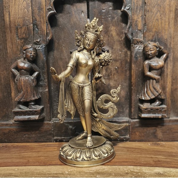 Statue de Tara Verte en bronze indien – Artisanat traditionnel de l’Inde