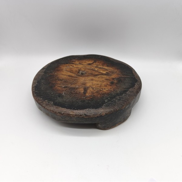Plateau à chapati ancien en teck – Objet artisanal indien