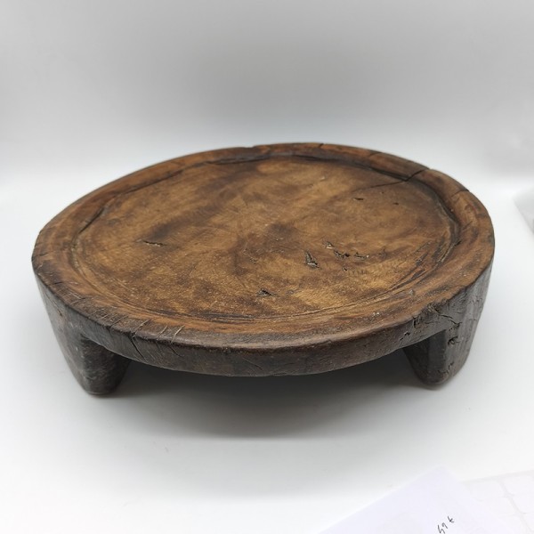 Plateau à chapati ancien en teck – Objet artisanal indien