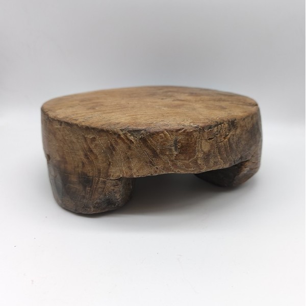 Plateau à chapati ancien en teck – Objet artisanal indien