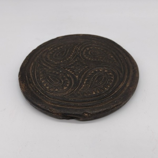 Moule à galette ancien en pierre noire – Artisanat traditionnel de l’Inde