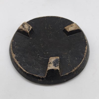 Moule à galette ancien en pierre noire sculptée – artisanat traditionnel indien