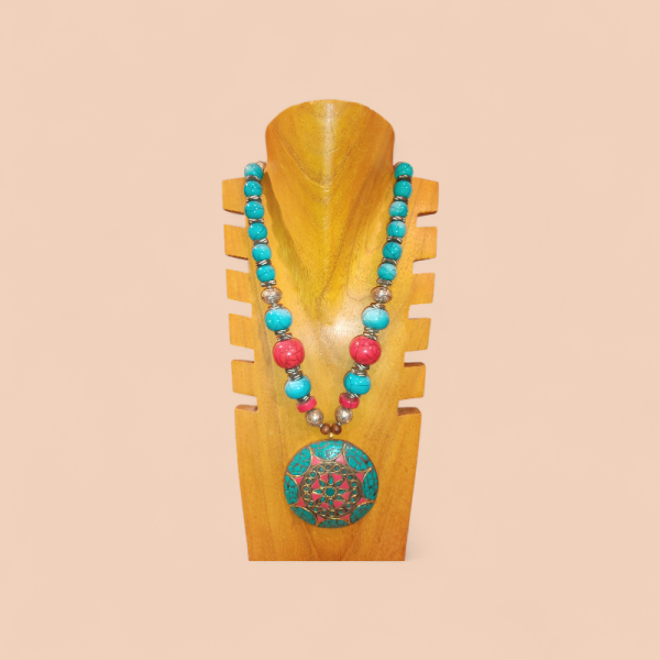 Collier ethnique esprit tibétain artisanal fait en Inde