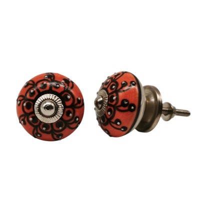 Bouton meuble céramique artisanal Inde peinture main