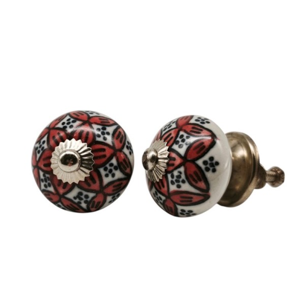 Bouton de meuble en céramique peint à la main - artisanat Inde
