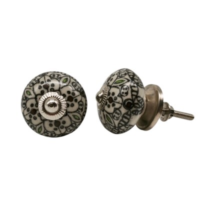 Bouton meuble céramique artisanal Inde peinture main