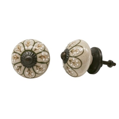 Bouton meuble céramique artisanal Inde peinture main