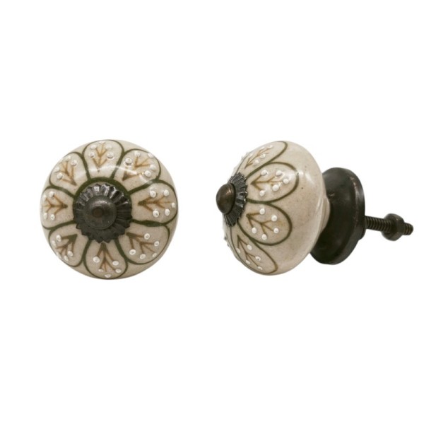 Bouton de meuble en céramique peint à la main - artisanat Inde