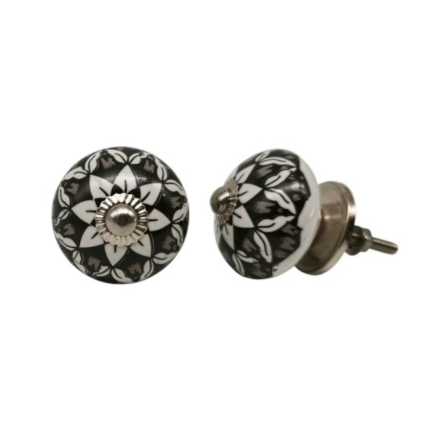Bouton de meuble en céramique peint à la main - artisanat Inde