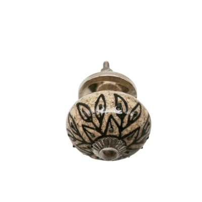 Bouton meuble tiroir céramique artisanal Inde peint à la main