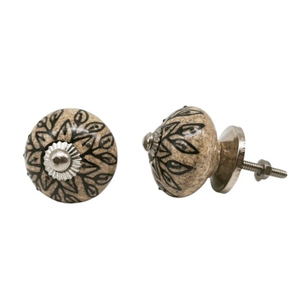 Bouton de meuble en céramique peint à la main - artisanat Inde