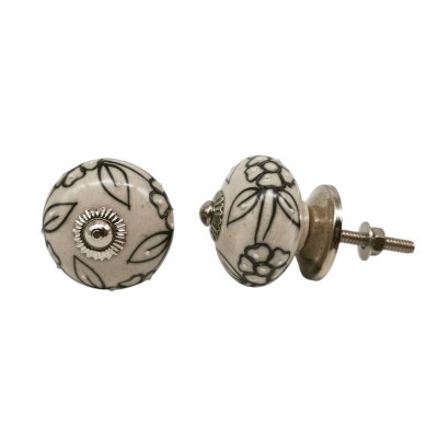 Bouton meuble tiroir céramique artisanal Inde peint à la main