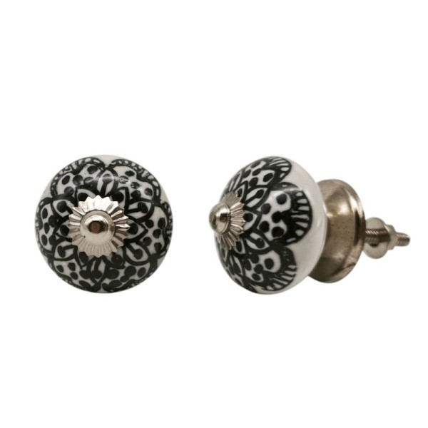 Bouton de meuble en céramique peint à la main - artisanat Inde