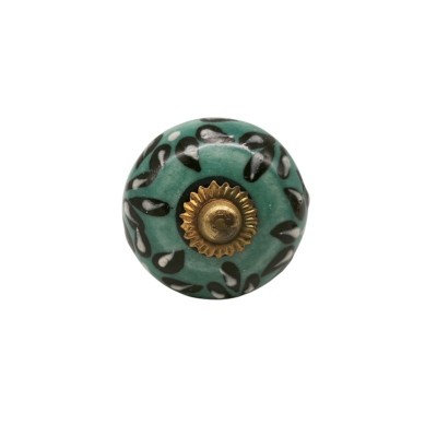 Bouton meuble céramique artisanal Inde peint à la main