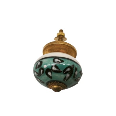 Bouton meuble tiroir céramique artisanal Inde peint à la main