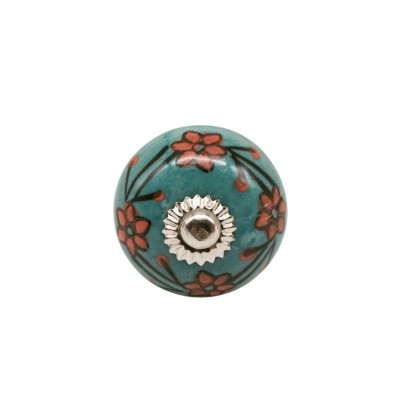 Bouton meuble céramique artisanal Inde peint à la main