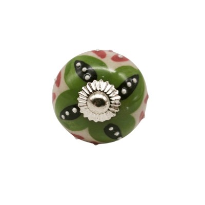 Bouton meuble céramique artisanal Inde peint à la main