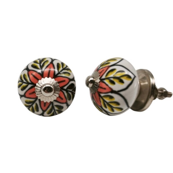 Bouton de meuble en céramique peint à la main - artisanat Inde