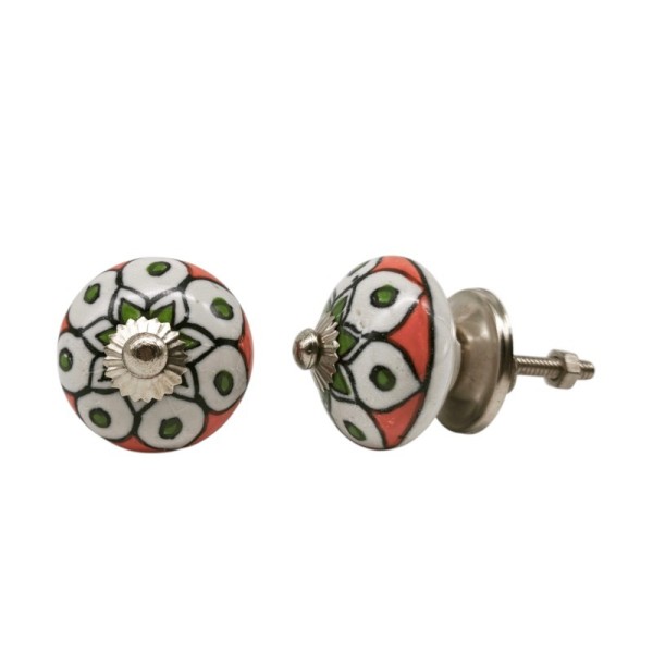 Bouton de meuble en céramique peint à la main - artisanat Inde