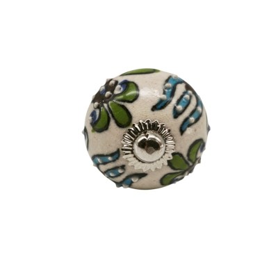 Bouton meuble céramique artisanal Inde peint à la main
