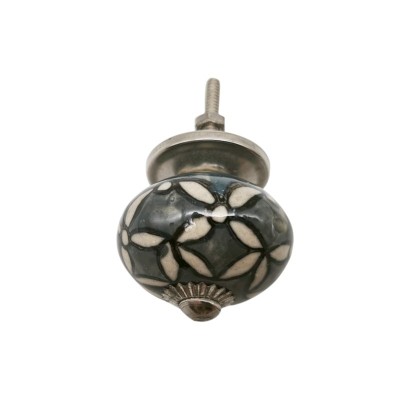 Bouton meuble céramique artisanal Inde peint à la main