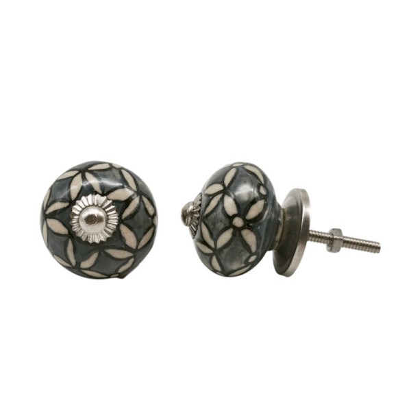 Bouton de meuble en céramique peint à la main - artisanat Inde