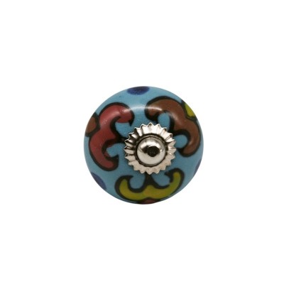 Bouton meuble céramique artisanal Inde peint à la main
