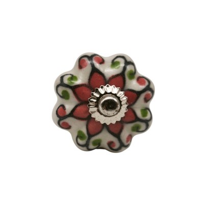 Bouton meuble céramique artisanal Inde peint à la main