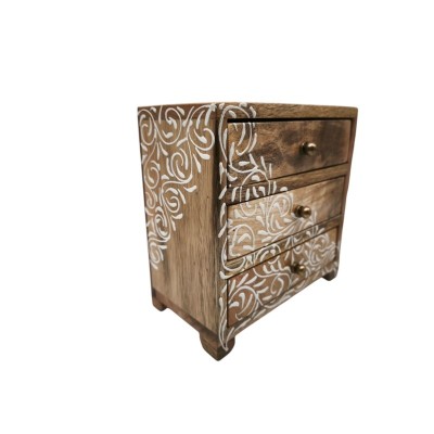 Mini commode en bois peinte à la main – artisanat indien