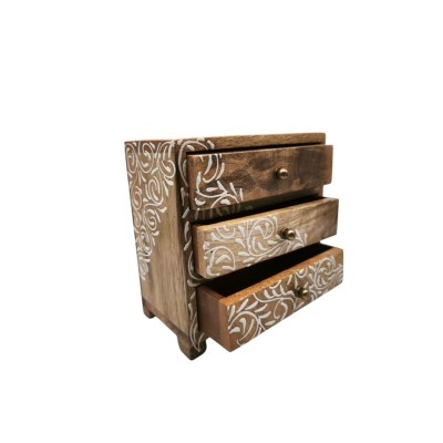 Coffret de rangement indien avec motifs floraux peints à la main
