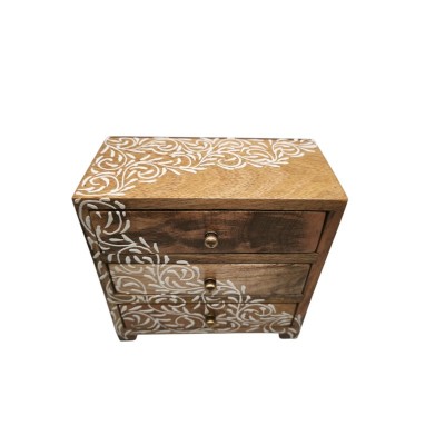 Petite commode indienne 3 tiroirs – décoration artisanale