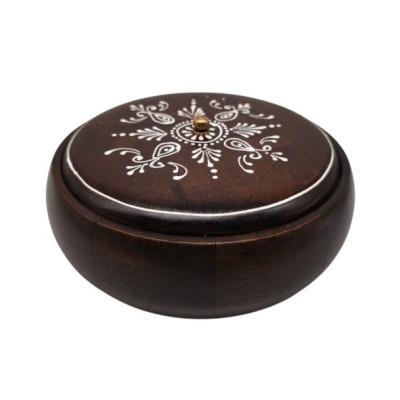 Coffret rond indien en bois...