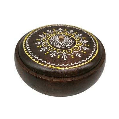 Coffret rond indien en bois...