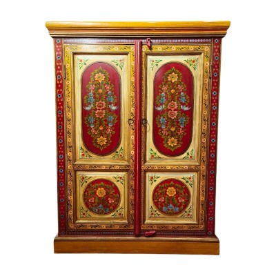 1.	Armoire indienne neuve en bois de manguier peint à la main