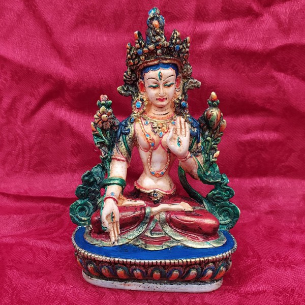 Statue de Tara Blanche en Résine – Artisanat Spirituel de l’Inde