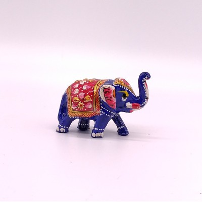 Statuette éléphant en métal émaillé fabriquée artisanalement en Inde