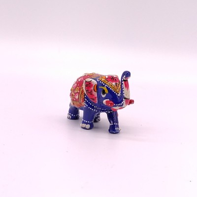 Statuette éléphant en métal émaillé fabriquée artisanalement en Inde