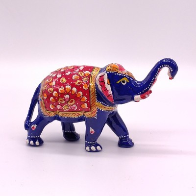Statuette éléphant en métal émaillé fabriquée artisanalement en Inde