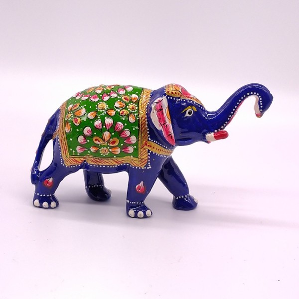 Statuette Éléphant en Métal Émaillé – Artisanat de l’Inde