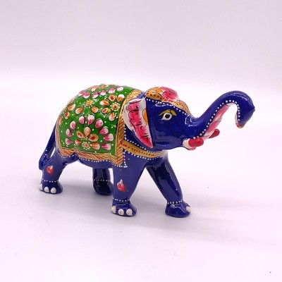 Statuette éléphant en métal émaillé fabriquée artisanalement en Inde