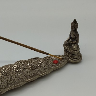 Porte-bâtonnet encens feuille en métal artisanat indien